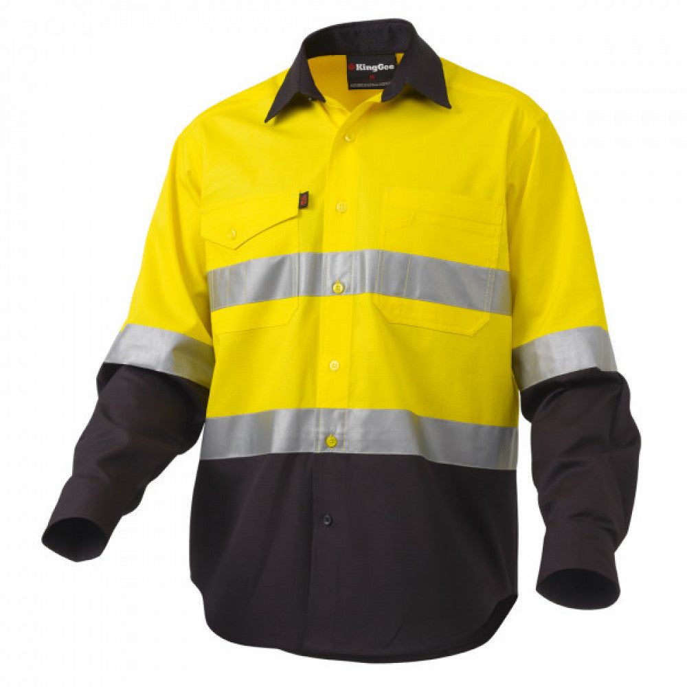 King Gee Workcool 2 Reflective Spliced Shirt Long Sleeve