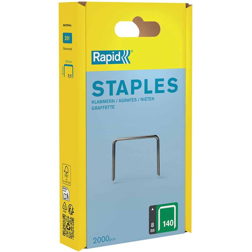 Rapid Staples 140/8 2000pcs Plastic Box