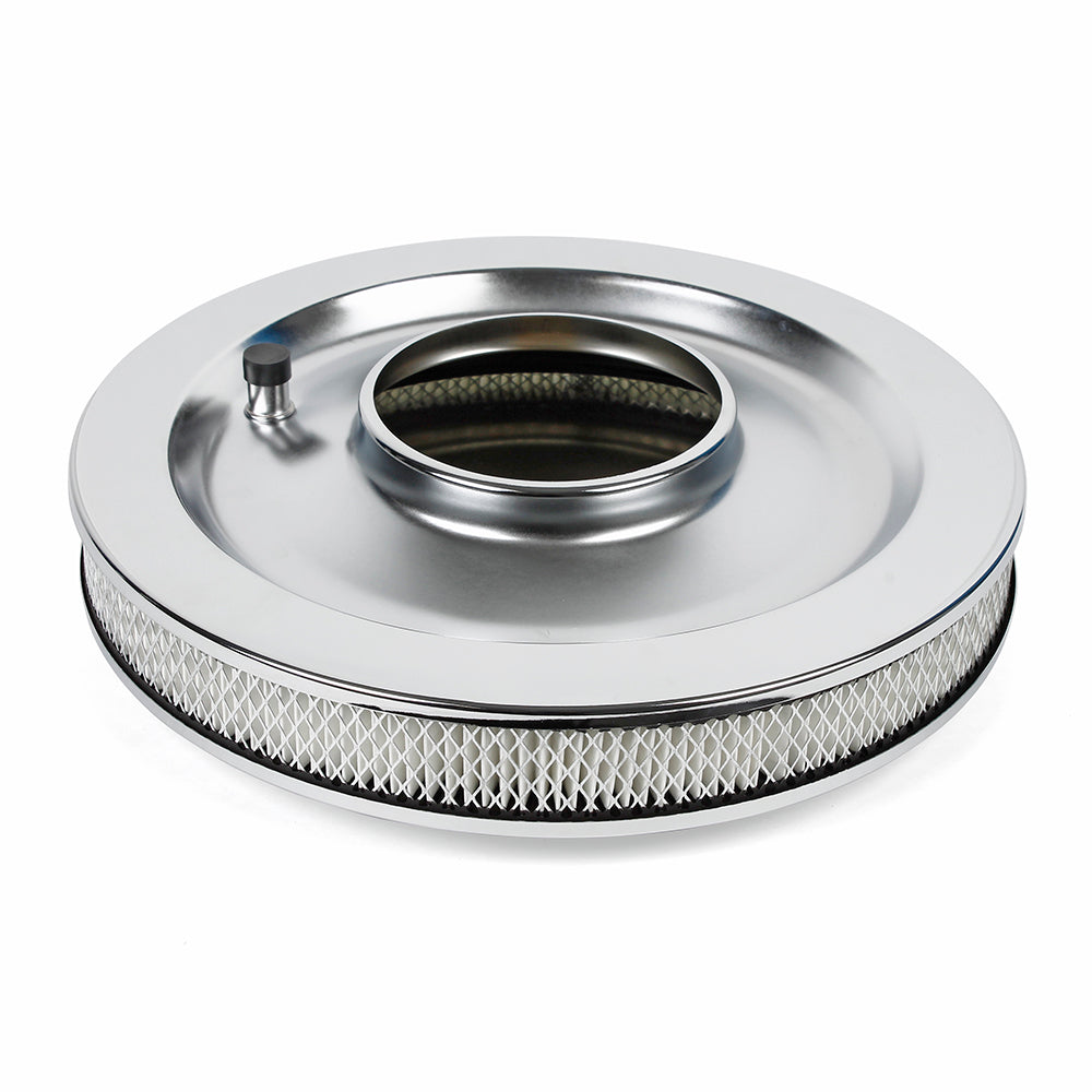 Air Cleaner Chrome 14 x 2" Flat Base Paper Element