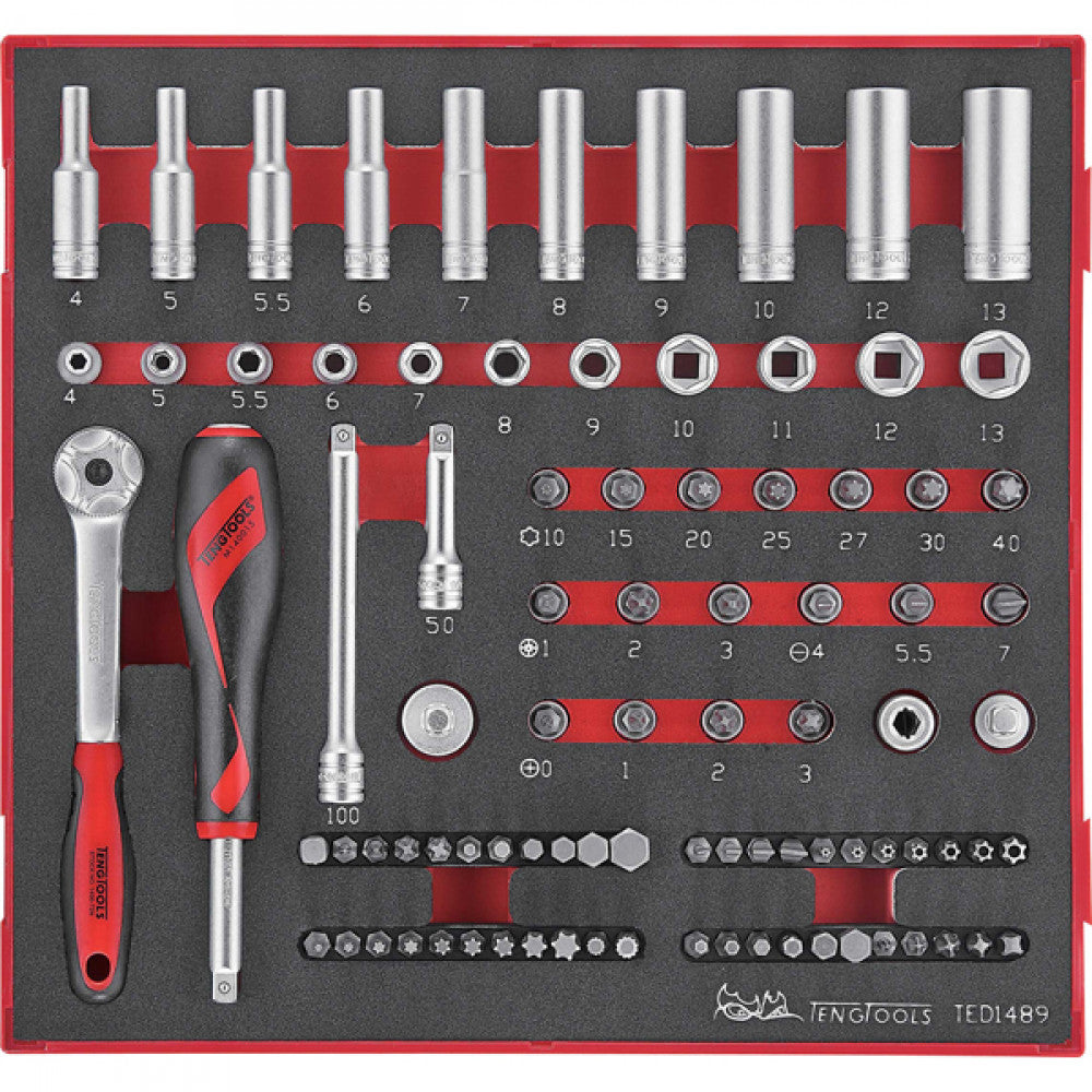 89Pc 1/4in Dr 6-Pnt Skt & Accessory Set 4-13mm
