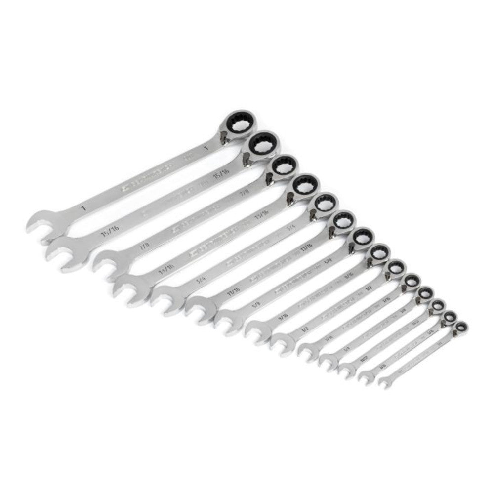 GEARWRENCH 14 Pc 90-Tooth 12 Point SAE Reversible Ratcheting Wrench Set