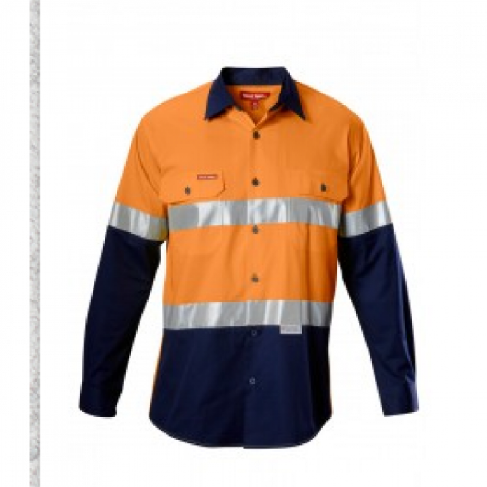 Hard Yakka Koolgear Hi-Vis 2 Tone Vent Long Sleeve W Tape