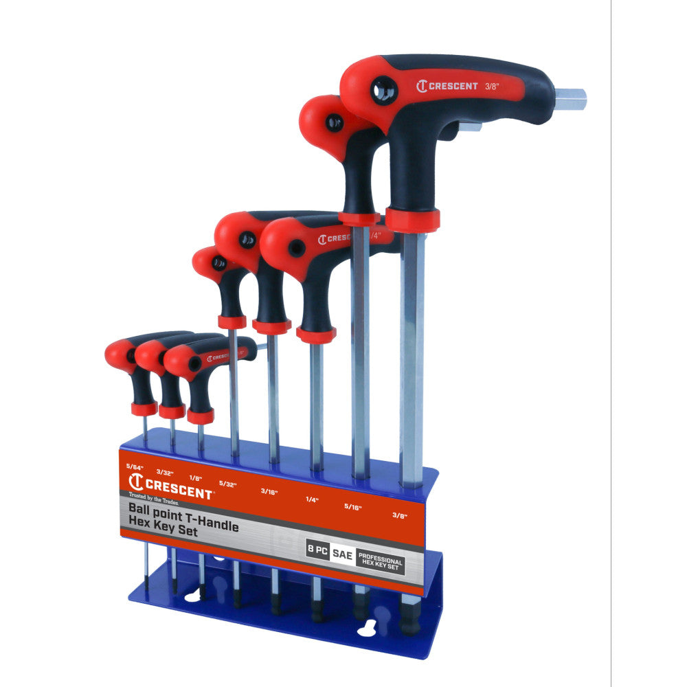 Crescent 8Pc SAE Ball Point T-Handle Hex Key Set