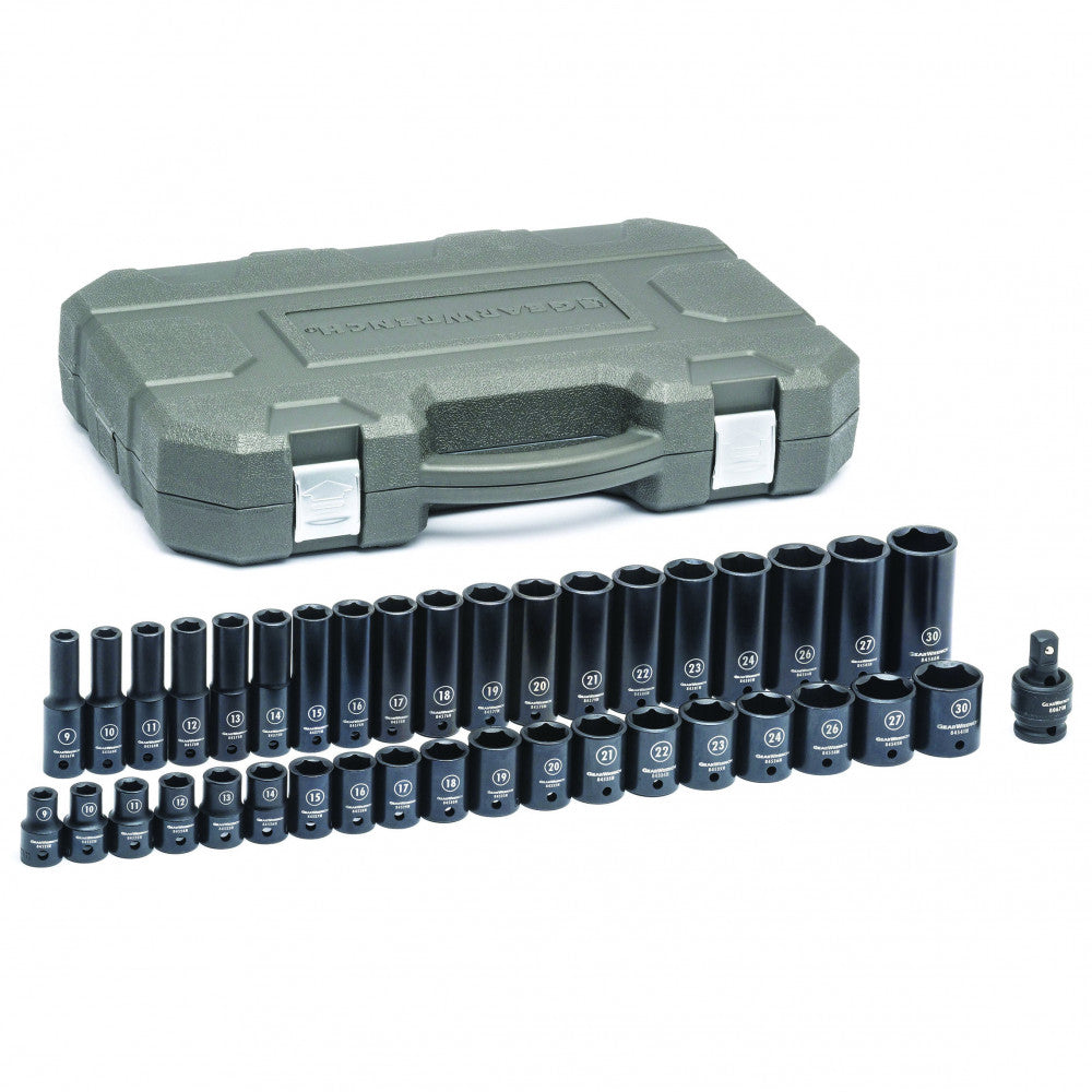 GEARWRENCH Socket Set 1/2" Drive Impact Std. & Deep 6pt BlowMold Case MET 39Pc