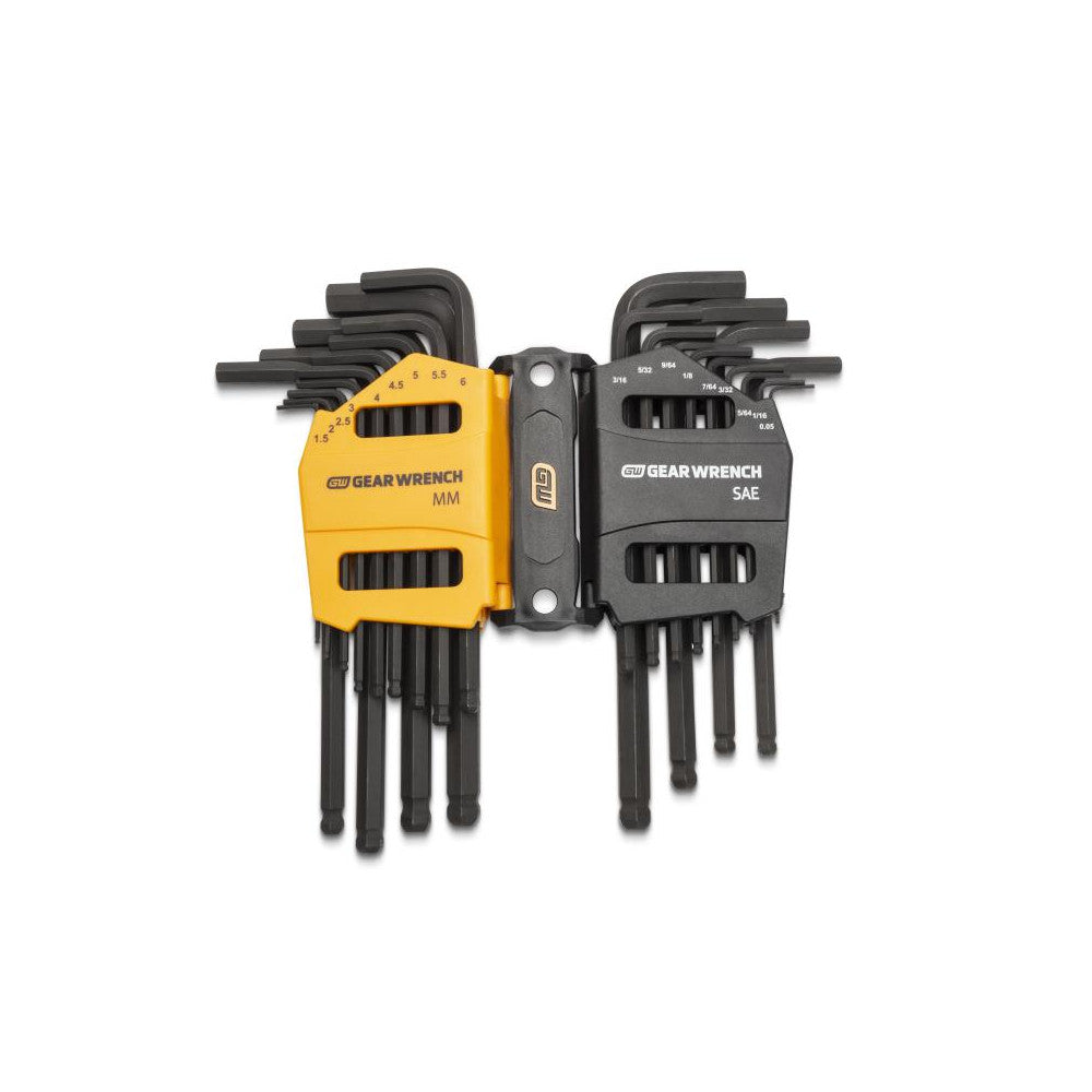 GEARWRENCH 26 Piece SAE/Metric Ball End Long Arm Hex Key Set 83505