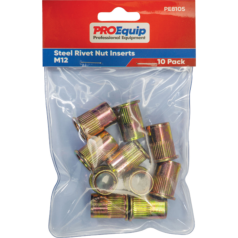 ProEquip M12 Steel Rivet Nut Inserts - 10pk