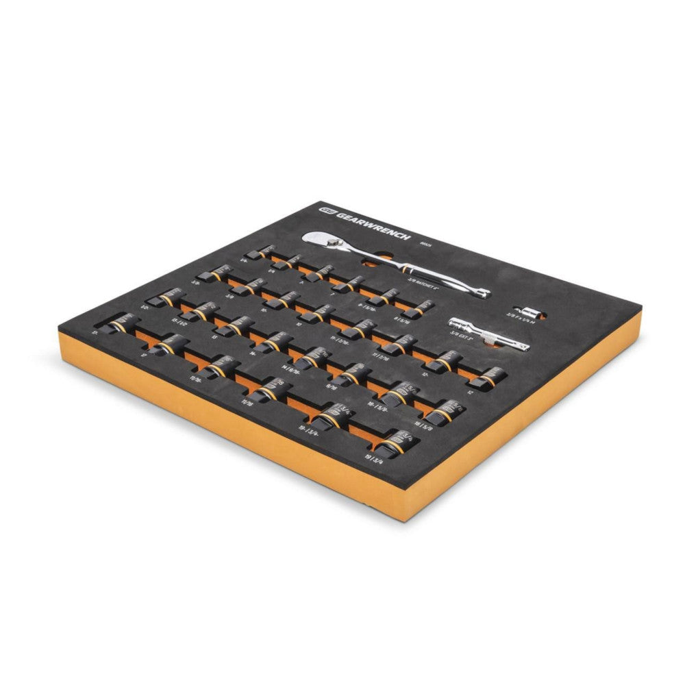 GEARWRENCH 31Pc 3/8in. Drive 90T Ratchet & Bolt Biter Socket Set In EVA Tray