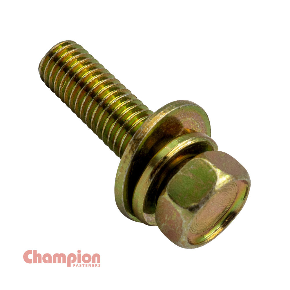 Champion M6 x 12mm Sems Hexbolt W/Spring & Flat Washer