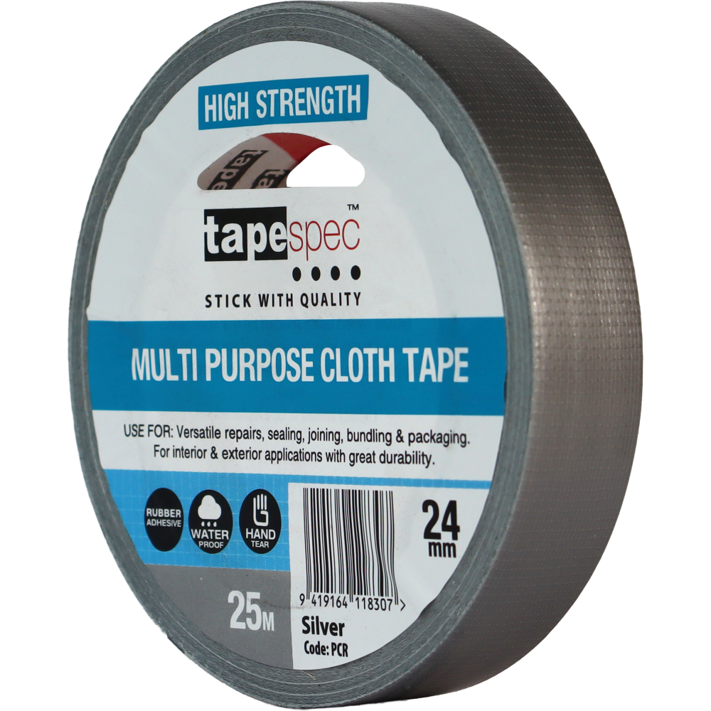 Waterproof Multi-Purpose Cloth Tape Silver 48mm x 25m