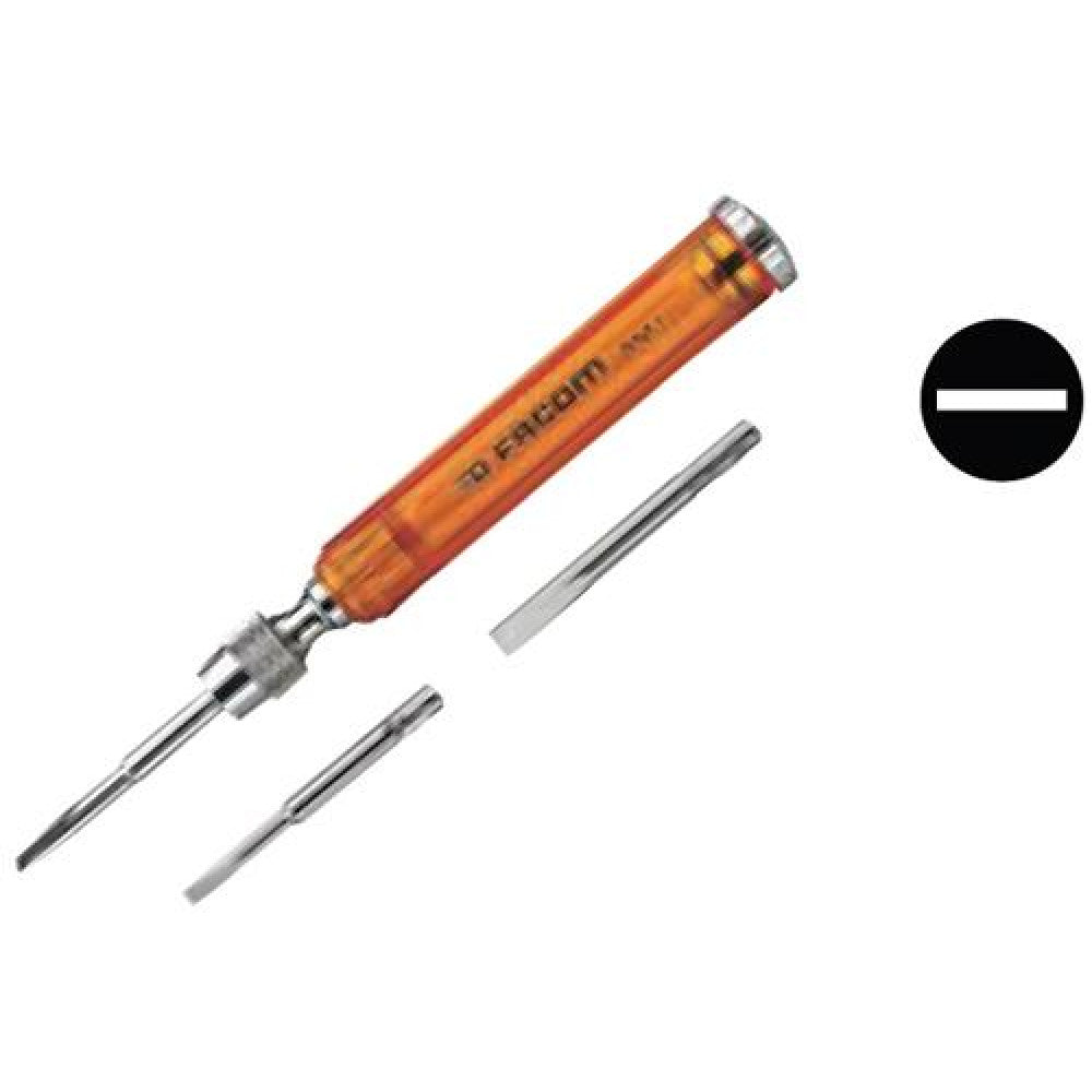 Screwdriver Handle C/w 3 x Flat Blades 3.5, 4 & 5.5mm x 150mm Facom AMJ