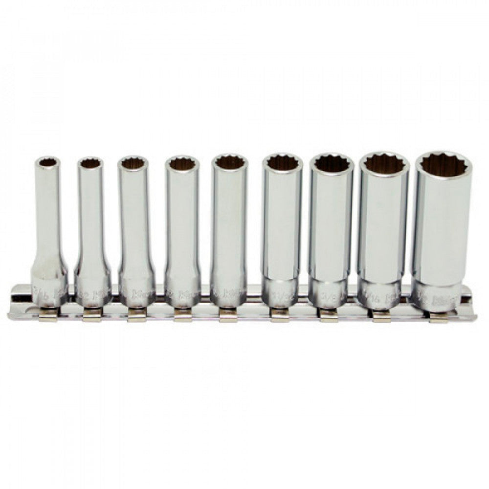 Koken 1/4"Dr Deep Socket Set On Rail 9pc