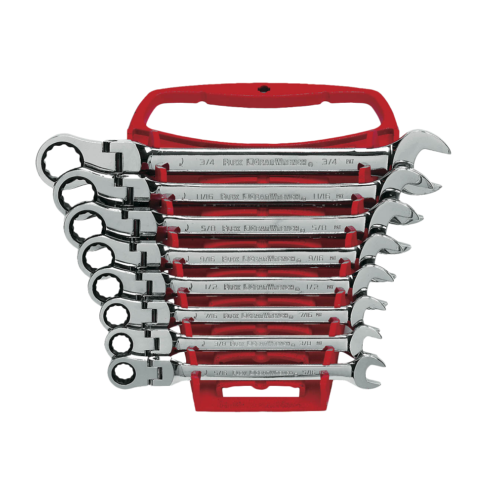 GEARWRENCH 8Pc SAE Flex Head Ratcheting Combination Wrench Set