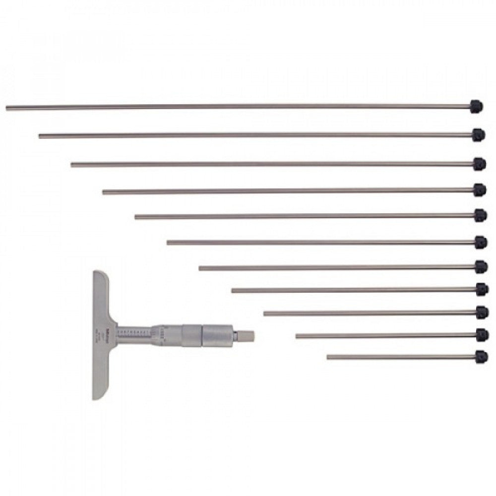 Mitutoyo Depth Micrometer 0-300mm x 100mm Base With 12 Rods