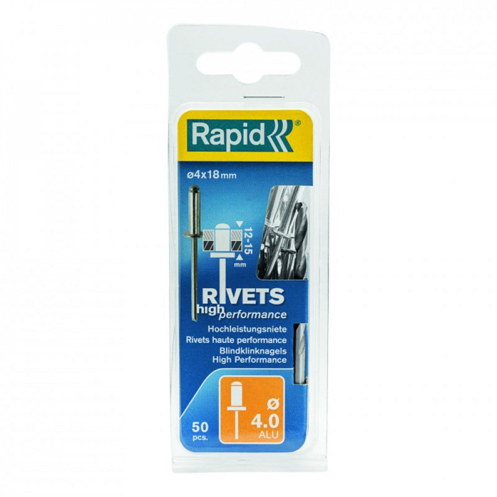 Rapid Rivets 4x18mm High Perf Alu 50pc + Drill