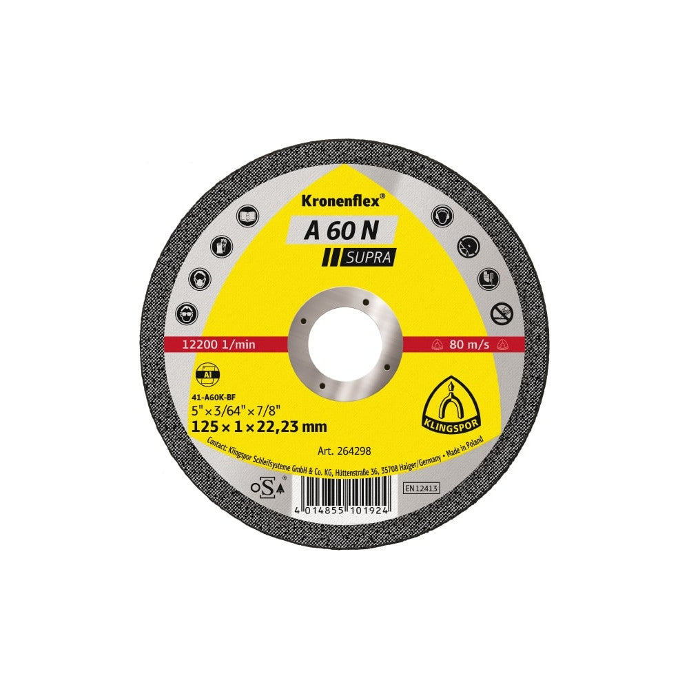 Klingspor A60N Supra Aluminium Cutting Disc Thin - 125mm, 1mm (25pk)