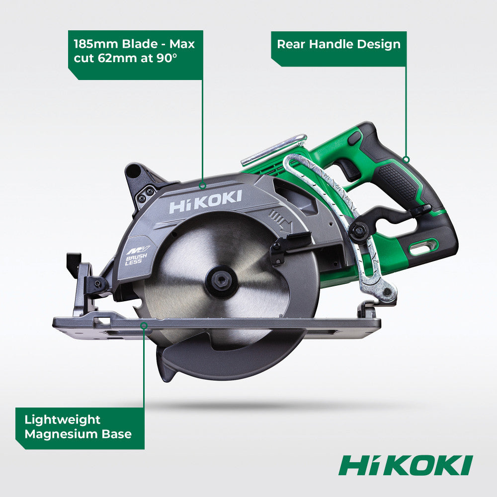 HiKOKI 36V Brushless 185mm Rear Handle Circular Saw - Bare Tool