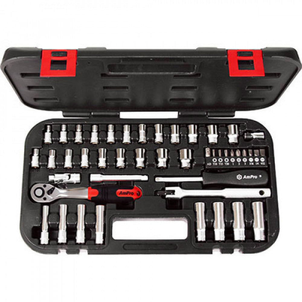 AmPro 1/4"Dr Bit & Socket Set 6pt 45pc