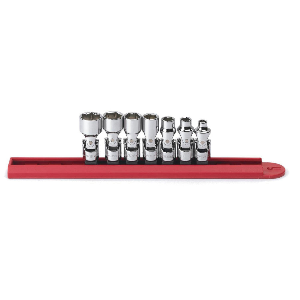 GEARWRENCH Socket Set 1/4" Drive Flex 6pt Rail SAE 7Pc