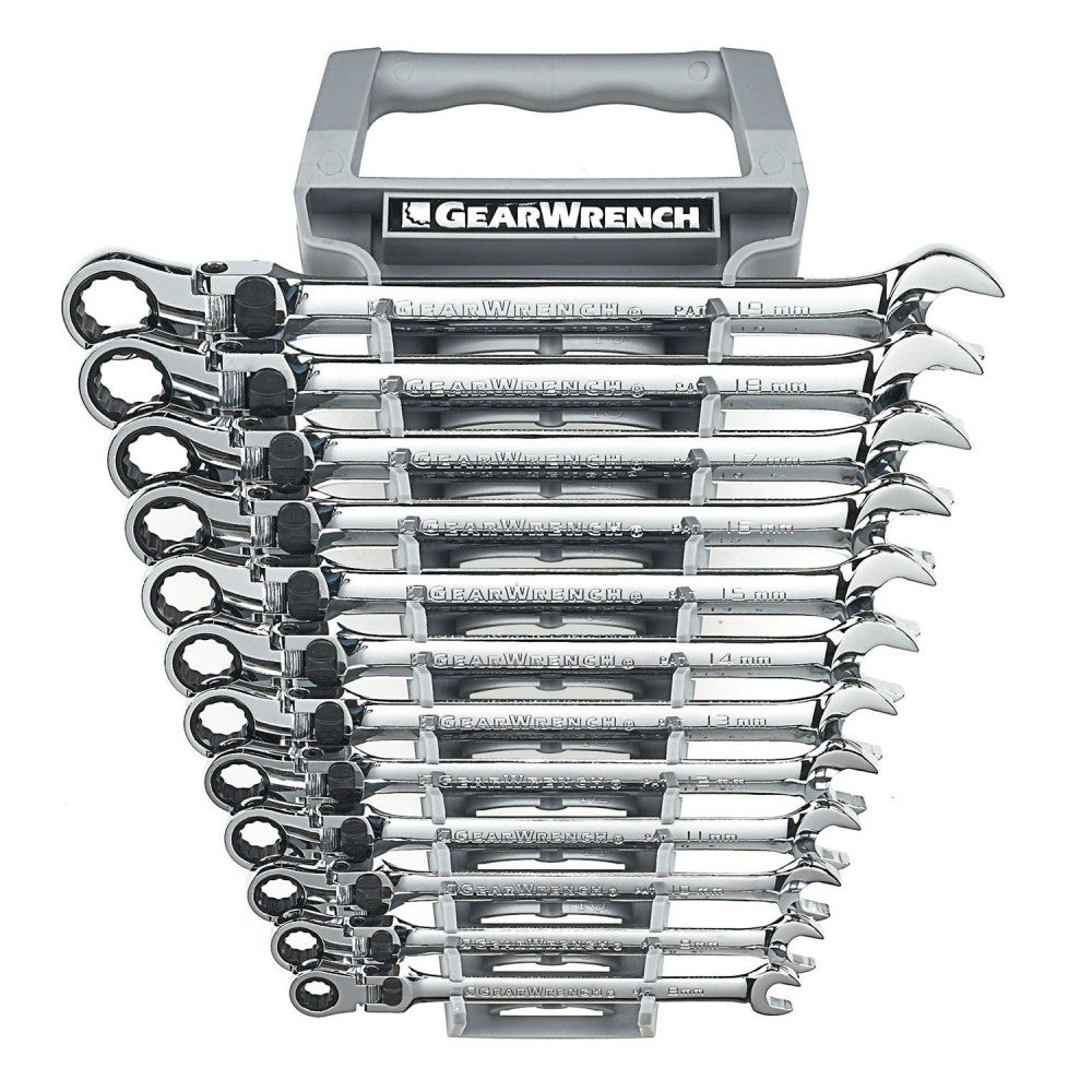 GEARWRENCH Wrench Set Combination Ratcheting XL Flex Locking Rack MET 12Pc