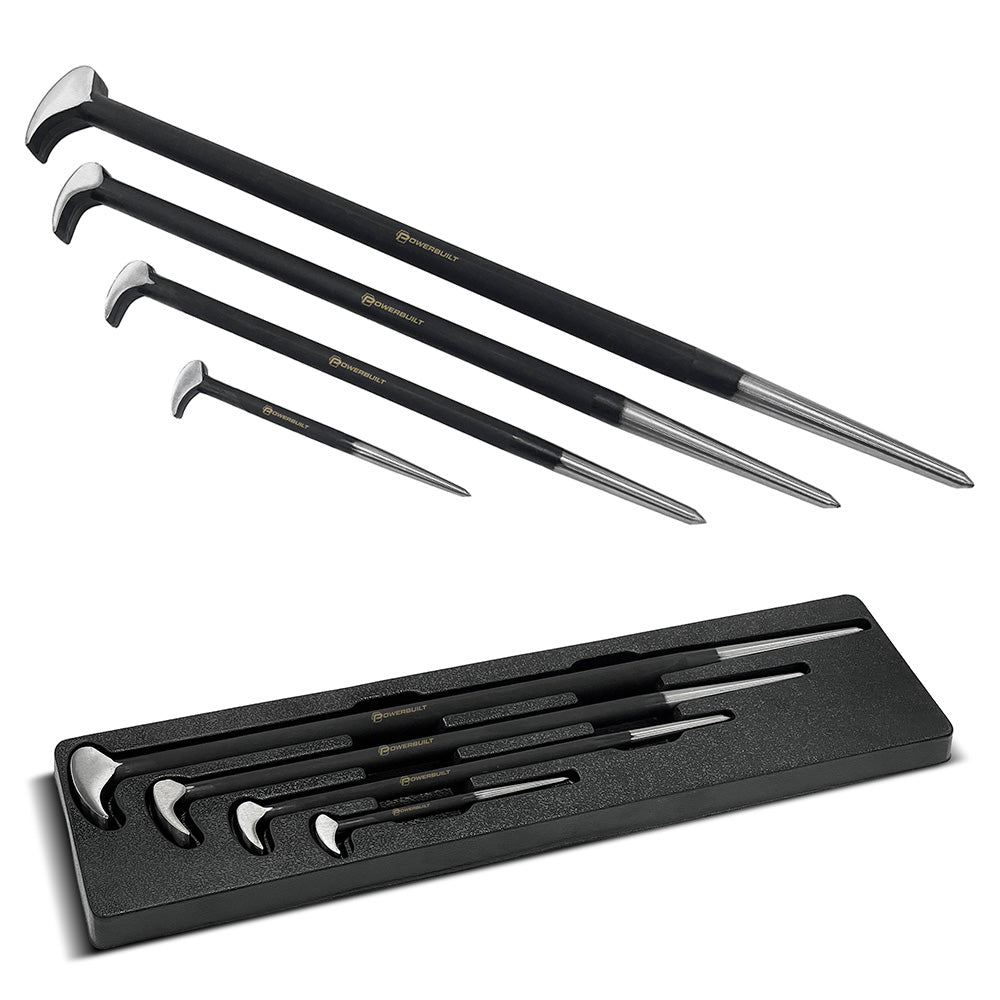 Powerbuilt 4Pc Rolling Head Pry Bar Set