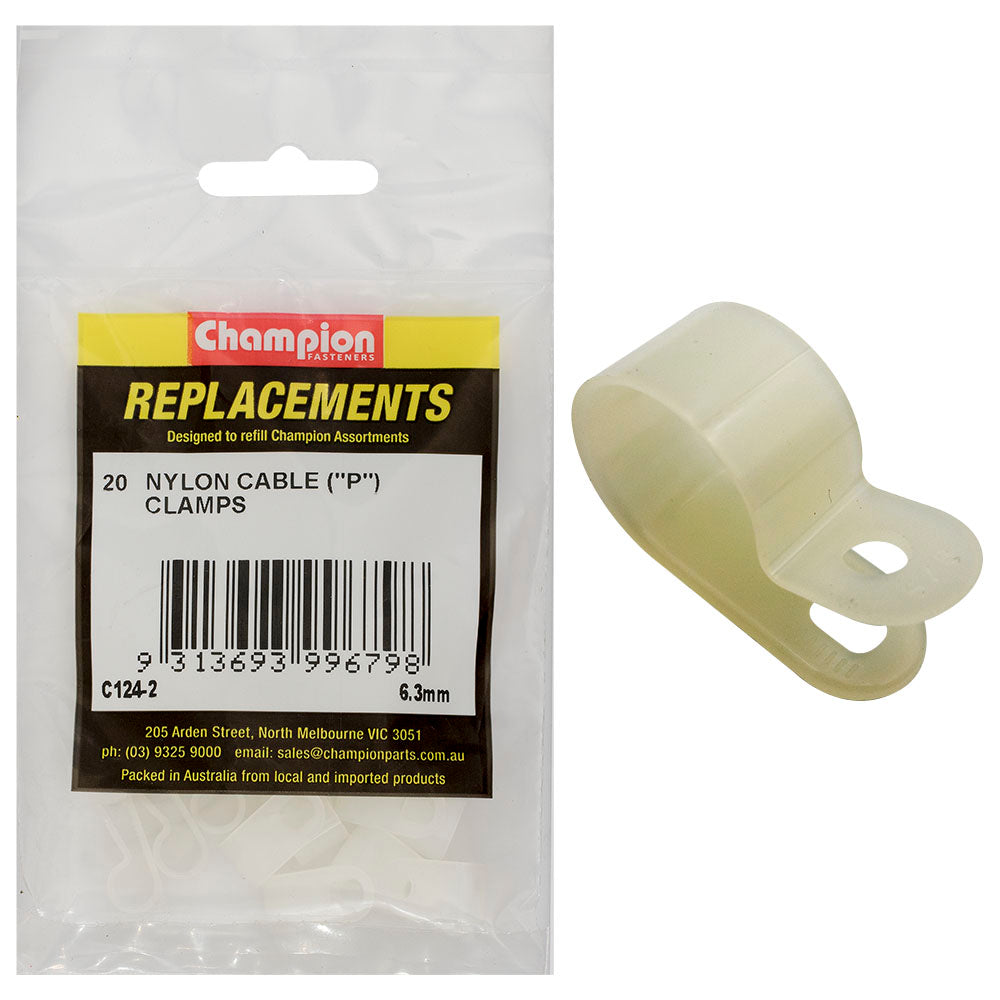 Champion Nylon Cable P-Clamp 6.3mm -20Pk