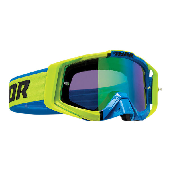 Thor MX Goggles S22 Sniper Pro Divide Lime Blue Includes Spare Clear Lens #
