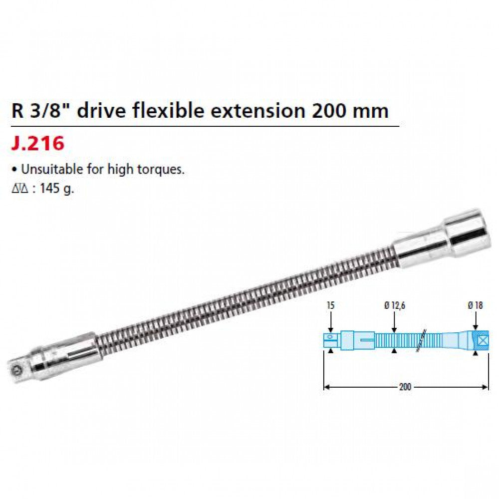 Extension 3/8"Dr x 200mm Flexible Facom J.216