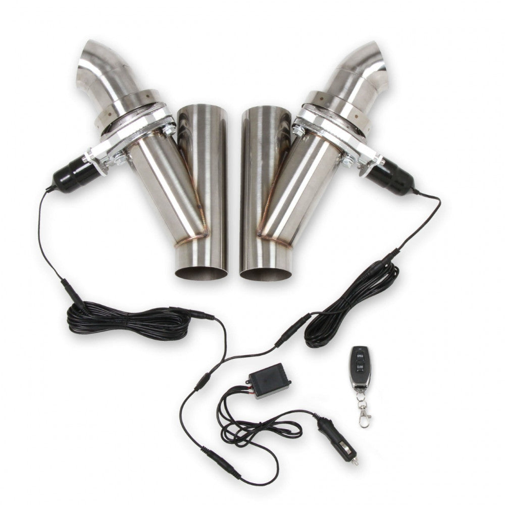 Electric Exhaust Cutout Y-Pipe-Remote Control Muffler Pair 2 1/2" #2304H