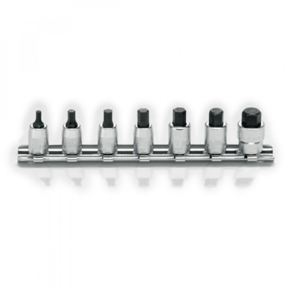 Koken 1/4"Dr Hex Bit Socket Set On Rail - 7pc