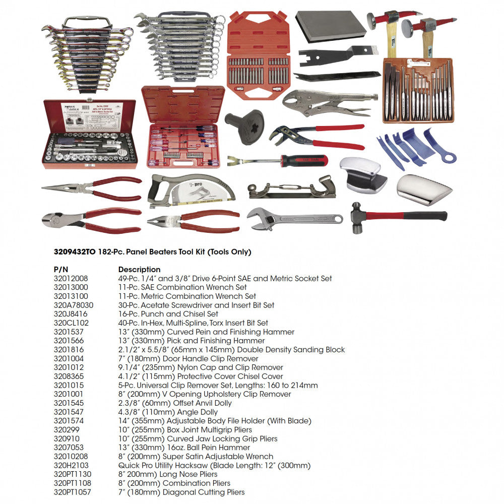 T&E Tools 182-Pc. Panel Beaters Tool Kit
