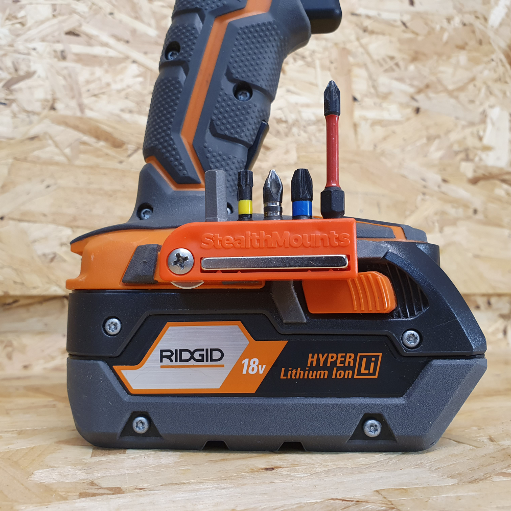 STEALTHMOUNTS ORANGE BIT HOLDER FOR RIDGID AND AEG - 2 Pack