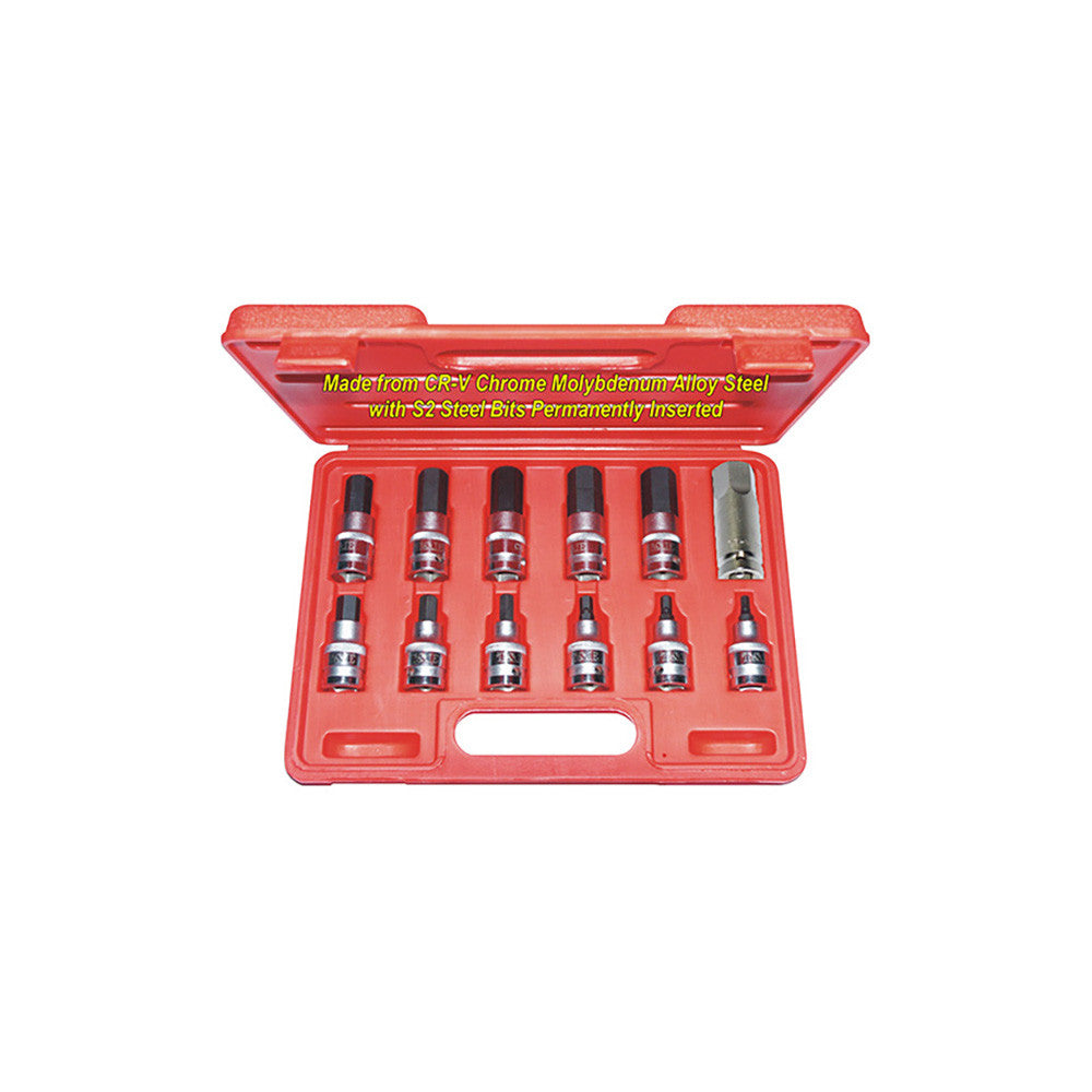 T&E Tools 1/2" Dr. 12Pc Metric In-Hex Socket Set