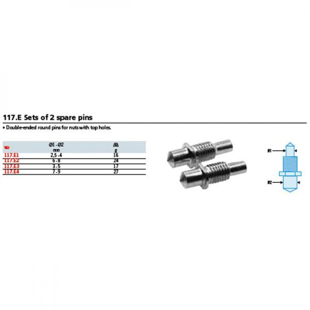 PIN Wrench Face Spare Pins Facom 117.E1 2-Pins ROUND