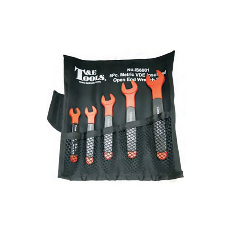 T&E Tools 5Pc Metric VDE Insulated Open End Wrench Set