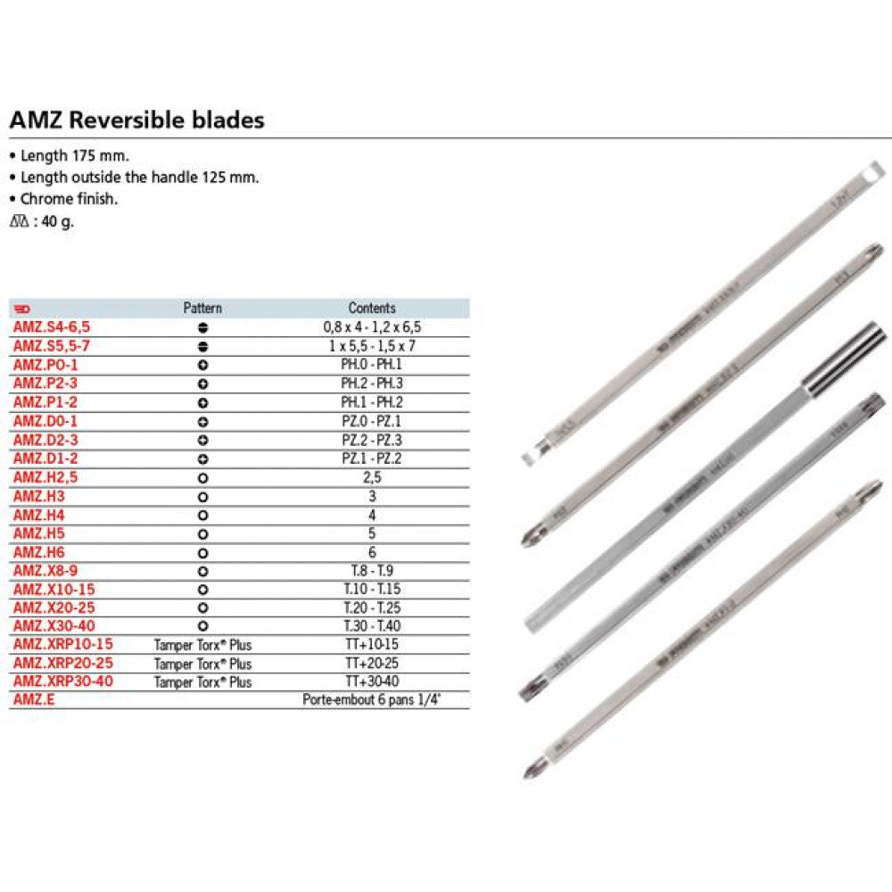 Phillips Screwdriver Blade PH1 & PH2 For AM.D Handle Facom AMZ.P1-2