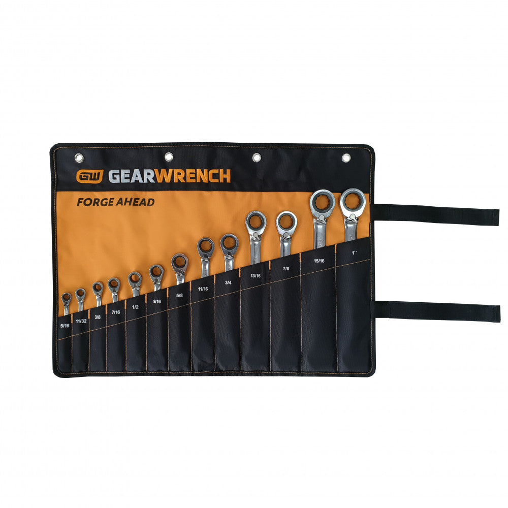GEARWRENCH 13Pc Reversible Ratcheting Wrench Set SAE Roll