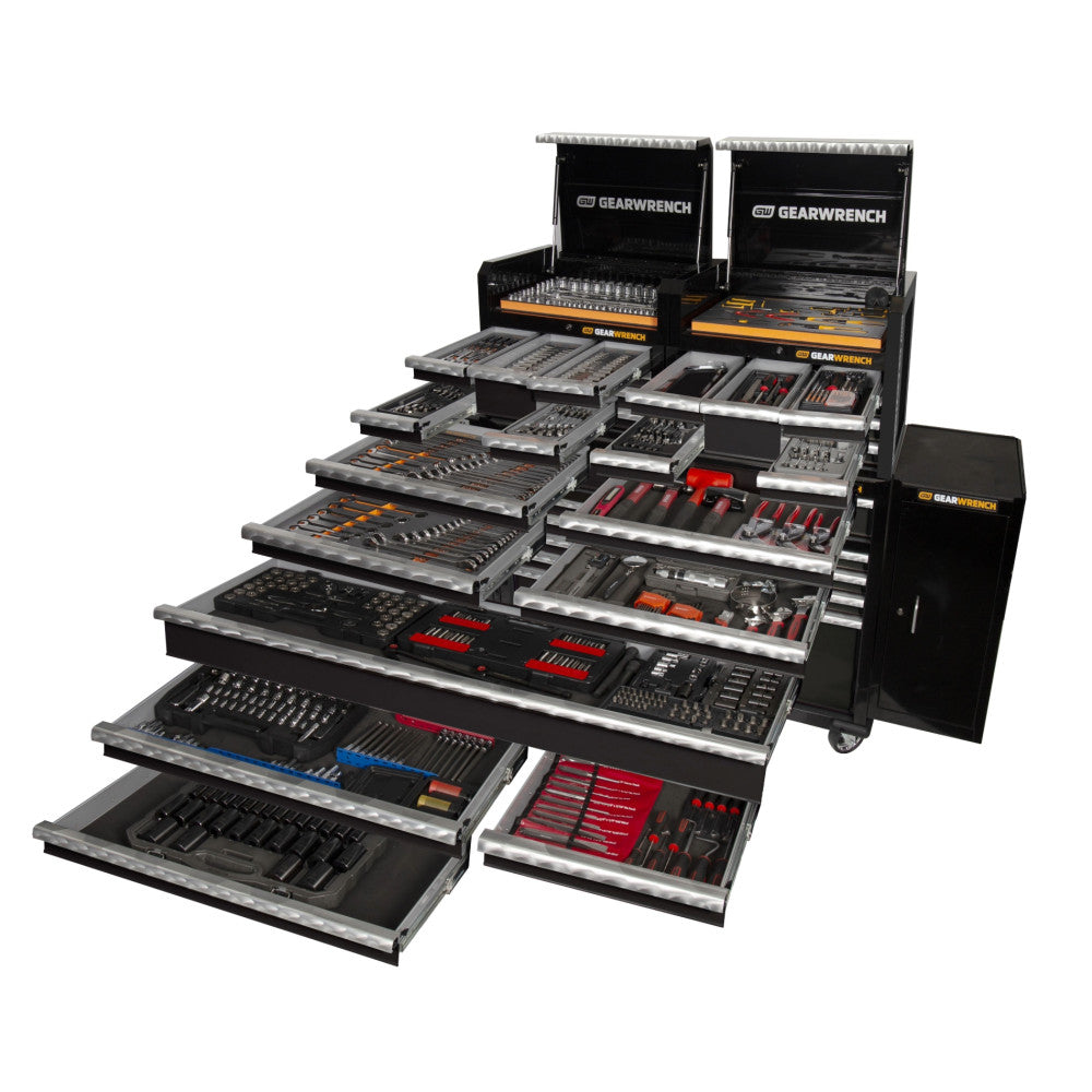 GEARWRENCH 657Pc Combination Tool Kit + 2x Chests + 2x Trolley & Side Cabinets