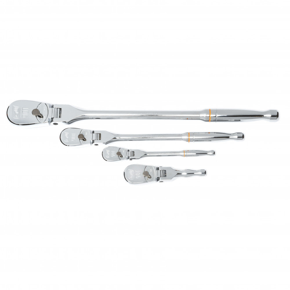 GEARWRENCH 4 Pc. 1/4", 3/8" & 1/2" Drive 90-Tooth Flex Head Teardrop Ratchet Set