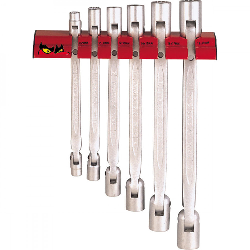Teng 6Pc D-Flex Mm Wrench Set 8-19mm W/Wall Rack