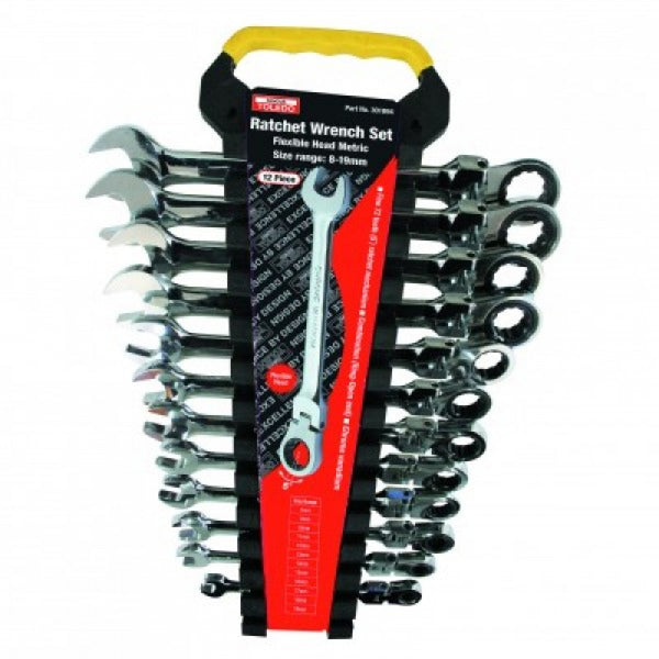 Toledo Flex Head Ratchet Wrench Set Metric 12Pc