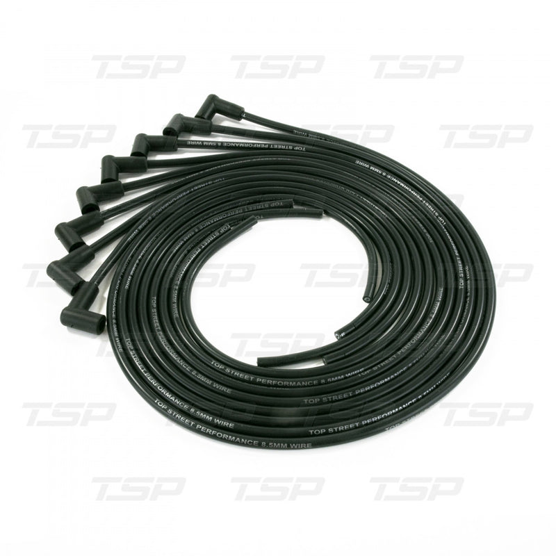 TSP 8.5mm UNIVERSAL BLACK IGNITION WIRES WITH 90° PLUG BOOTS (BLACK)