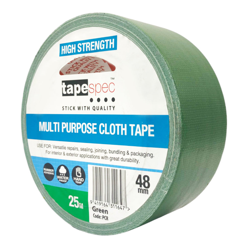 Waterproof Multi-Purpose Cloth Tape Green 48mm x 25m