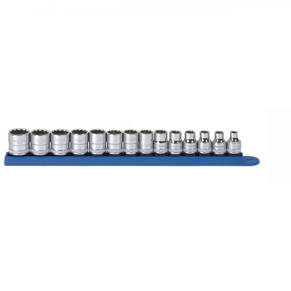 GEARWRENCH Socket Set 3/8" Drive Standard 12pt Rail MET 14Pc