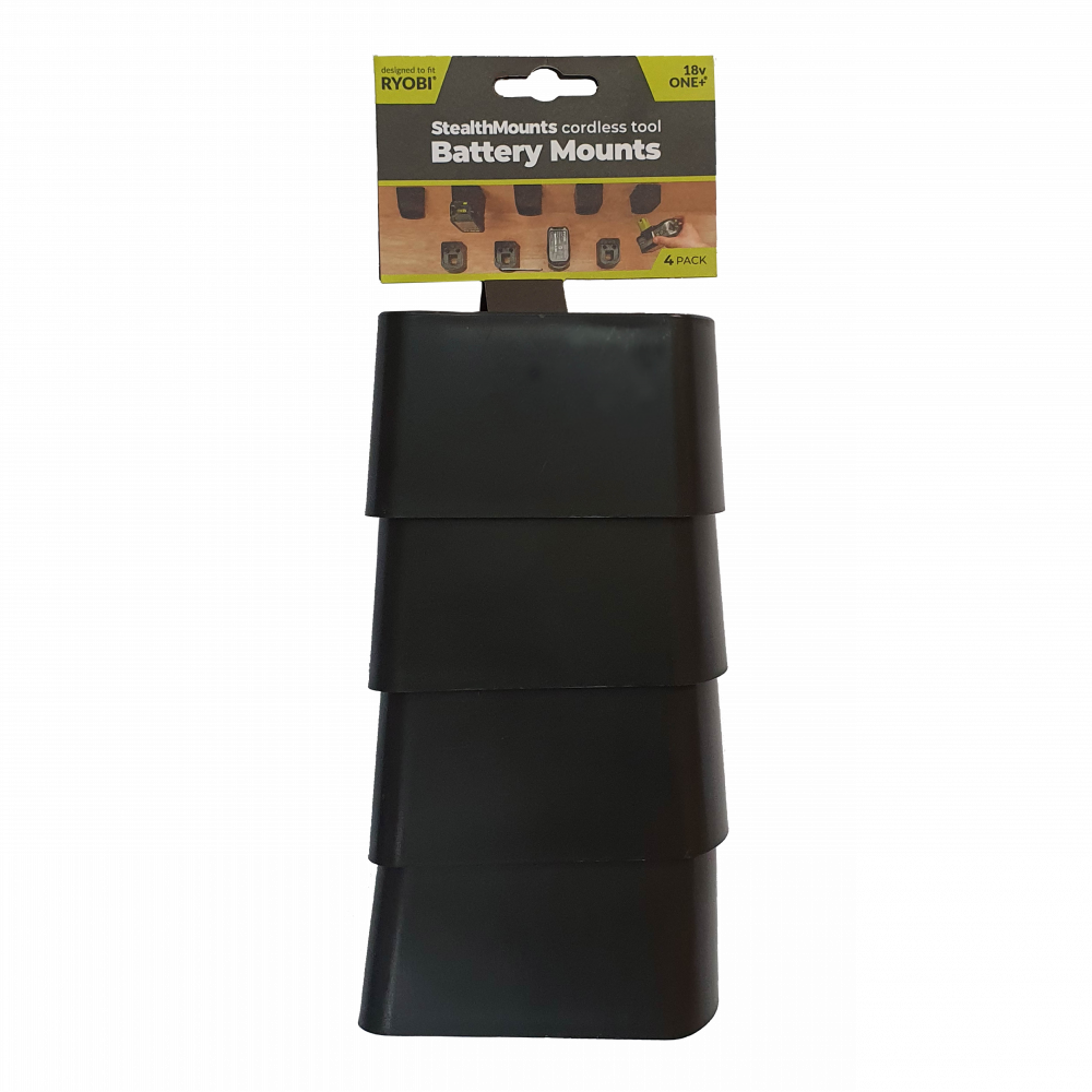 StealthMounts BLACK BATTERY MOUNT FOR RYOBI 18v ONE - 4 Pack
