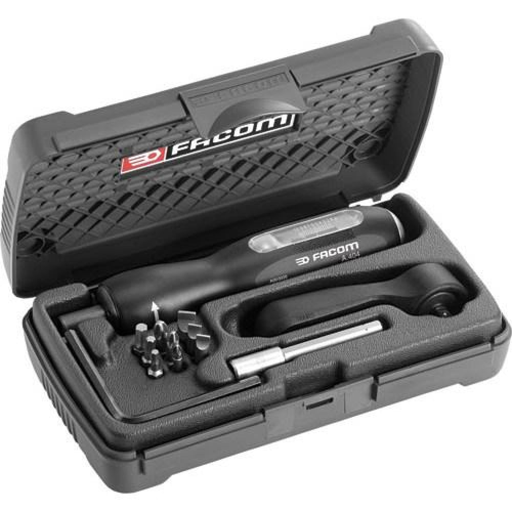 Torque Driver 1/4"Dr 2-10Nm C/w 3 x Flat, 3 x Hex & 3 x PZ Bits Facom A.404J2