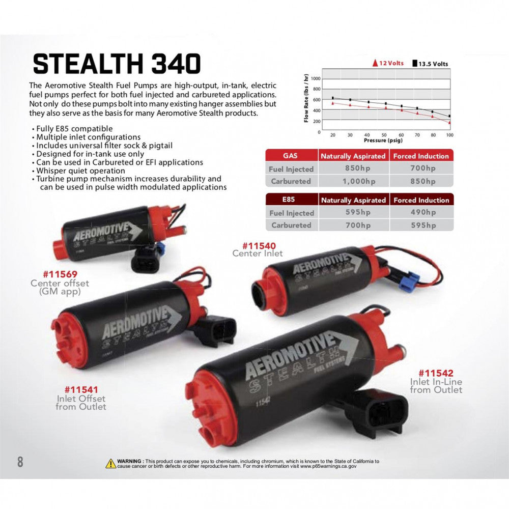 Aeromotive Fuel Pump Electric, In-tank, GM-Style E85, 340 HP#AER11569