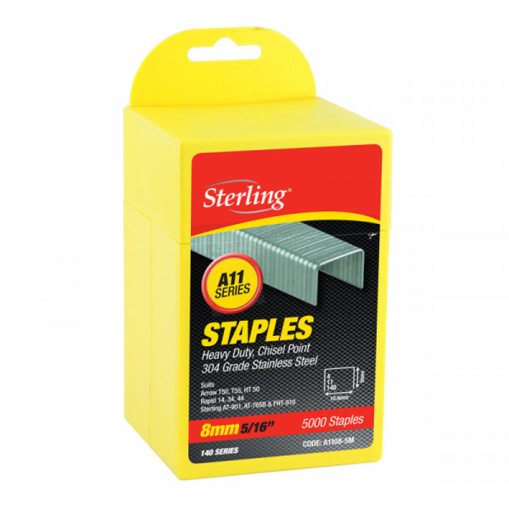 Sterling 140 Series Plastic Box Staples 8mm x 5000