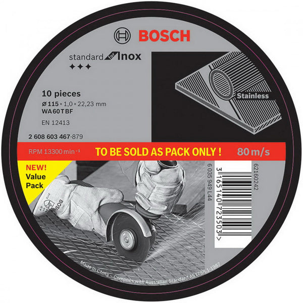Bosch Inox Cutting DiscØ 125 x 1.0 x 22.2 mm 10 Pack