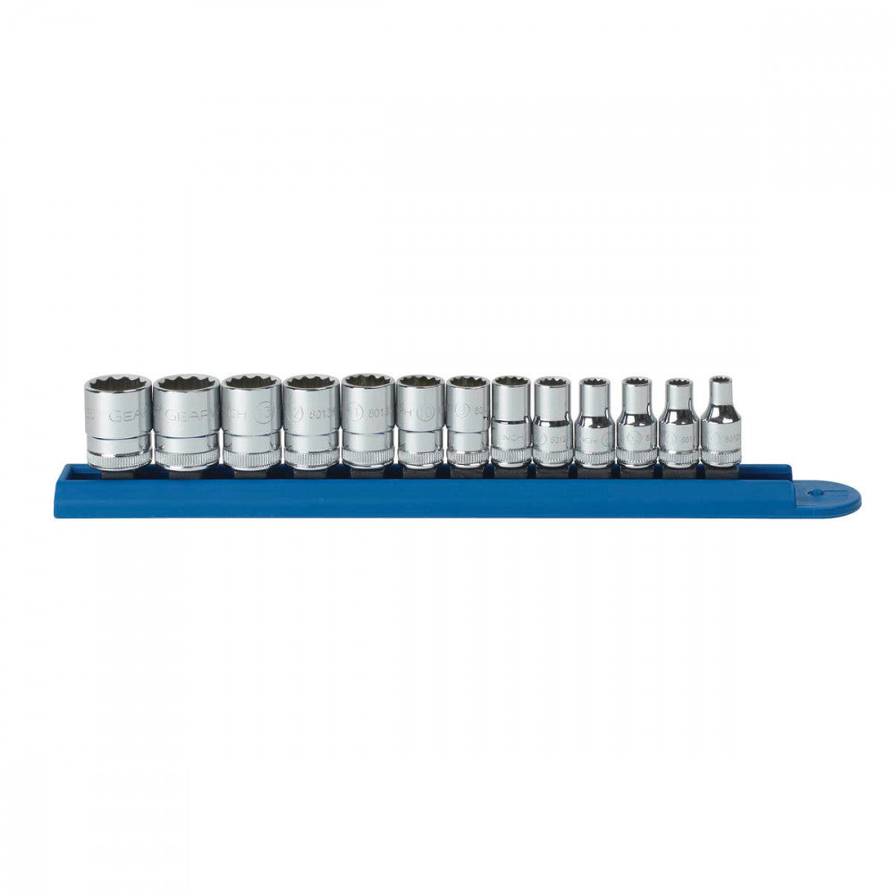 GEARWRENCH Socket Set 1/4" Drive Standard 12pt Rail MET 13Pc