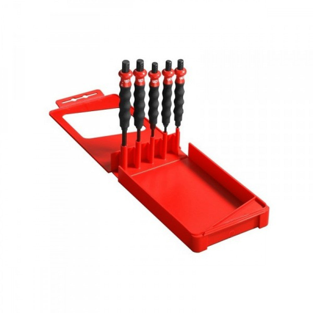 Pin Punch Sheathed Long Shank Set C/w 3, 4, 5, 6, & 8mm Punches Facom 249.GPB